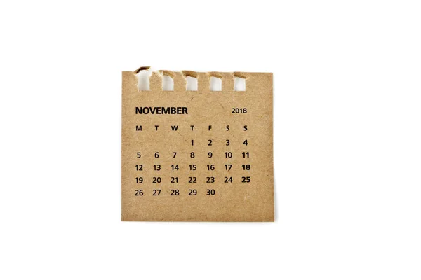Ноябрь. Календарь на белом . — стоковое фото