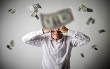 Keder. Yaşlı adam beyaz ve düşen dolar. Durgunluk kavramı