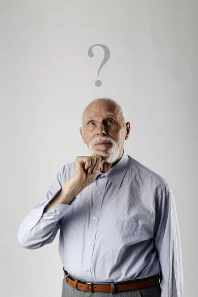 Velho e ponto de interrogação . — Fotografia de Stock