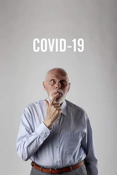 Vieil Homme Covid Vieil Homme Inquiet Pour Coronavirus Concept Infection — Photo