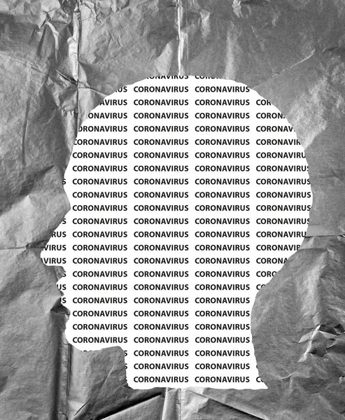 Zerknülltes Papier Menschlicher Kopf Mit Coronavirus Text Covid Krisenkonzept Virus — Stockfoto