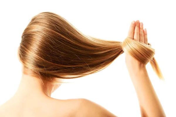 Long blond human hair close-up. — Stock Photo, Image