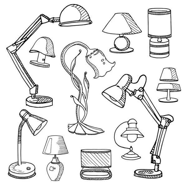 Dessin à main levée des lampes . — Image vectorielle