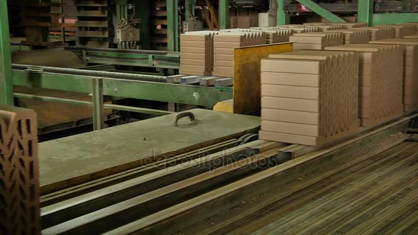 Formowanie i produkcji fabryki ceramiczne cegły — Wideo stockowe