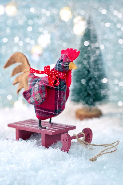 Rooster.Christmas kaart. — Stockfoto