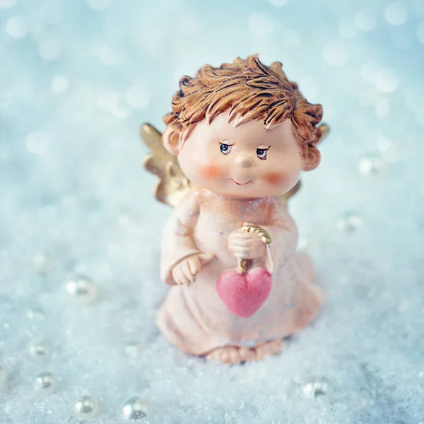 Angel toy with a heart. — Stock Photo, Image