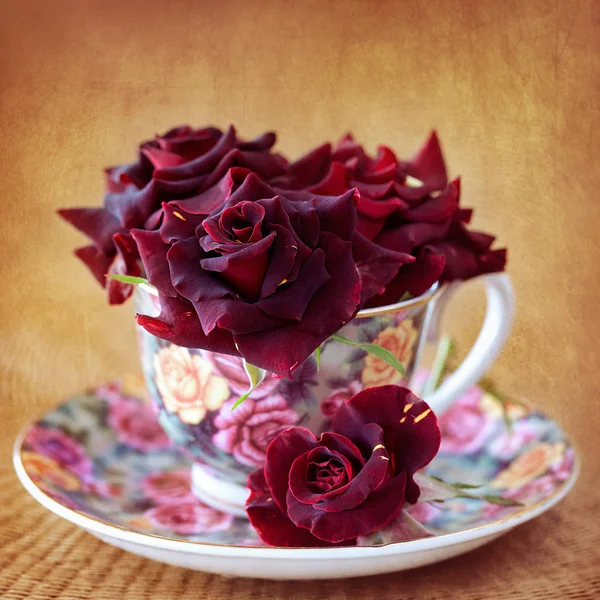 Красивые розы на столе — стоковое фото