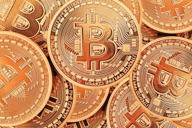 Altın Bitcoins.Conceptual fotoğraf.