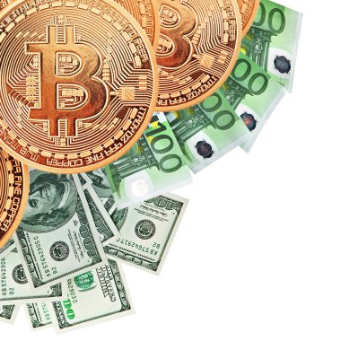 Altın Bitcoins yakın çekim.