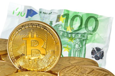 Altın Bitcoins yakın çekim.
