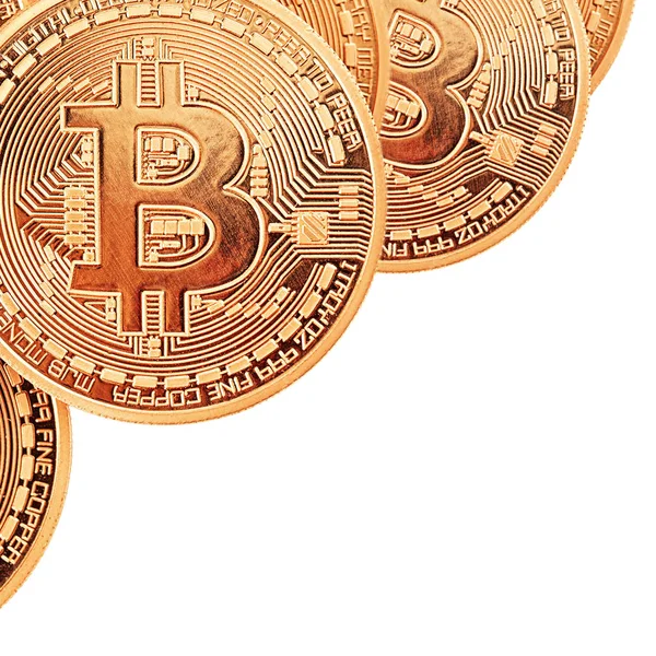 Gouden Bitcoins close-up. — Stockfoto