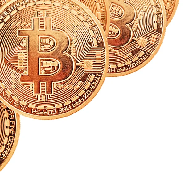 Bitcoins de oro primer plano . — Foto de Stock