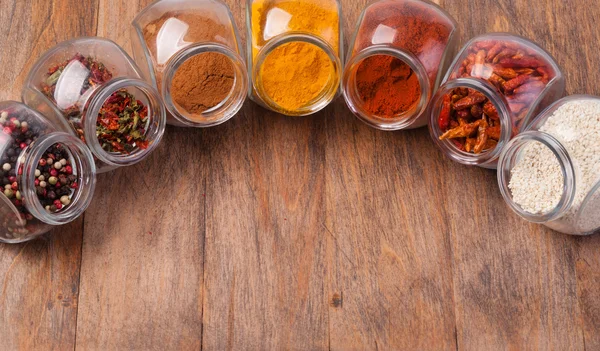 Spices set on a wooden — Stock Photo, Image