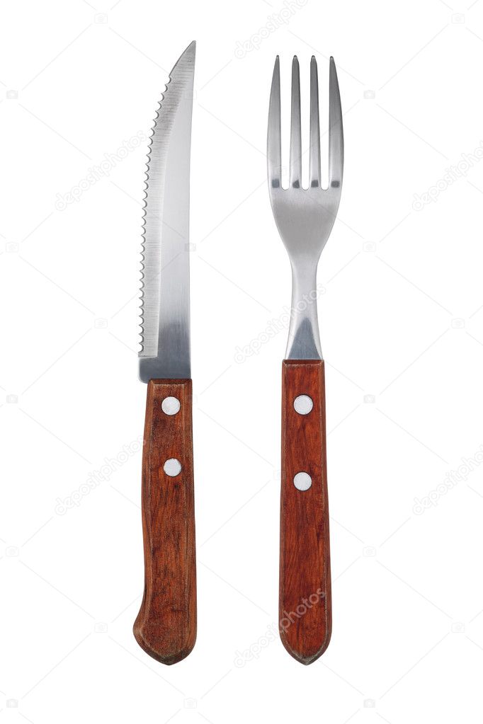 Fork and knife isolated on white background