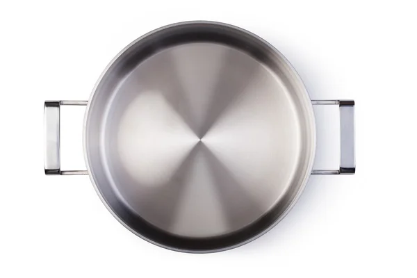 Нержавіюча сковорода ізольована на білому тлі — стокове фото