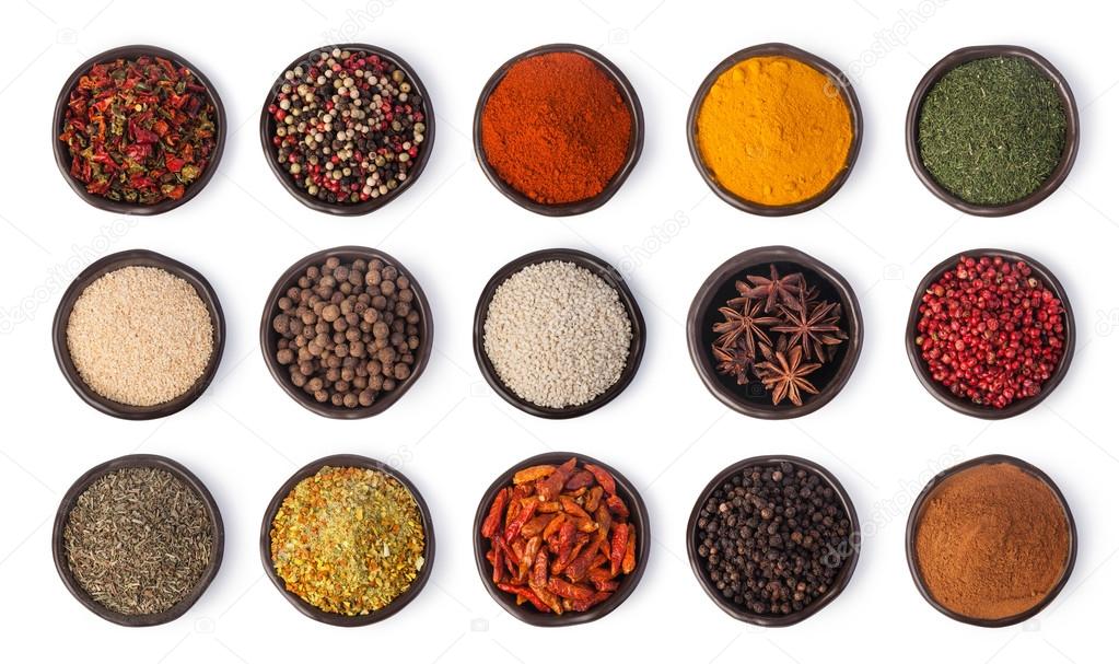 spices on white background