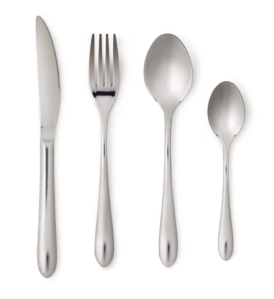 Set of steel metal table cutlery — Stock Photo, Image