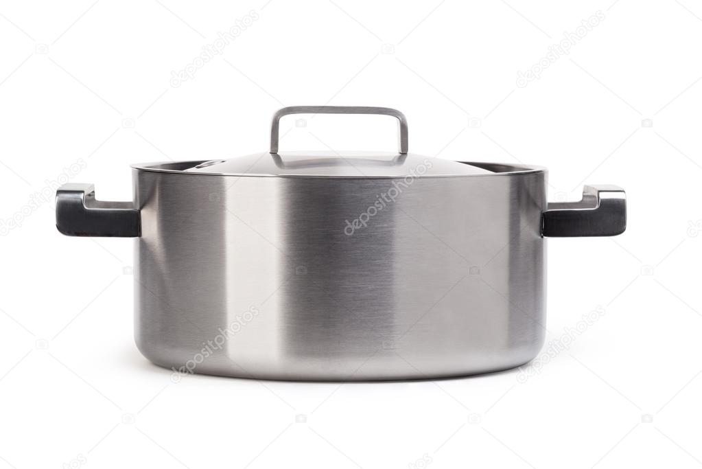 Stainless pan isolated on white background