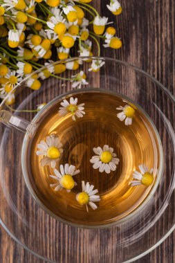 Tıbbi papatya çayı fincan