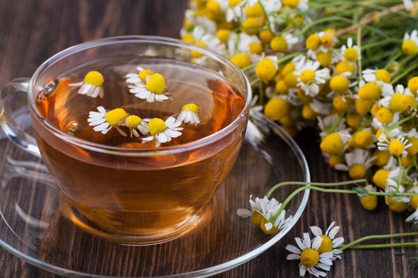 Cup of medicinal chamomile tea
