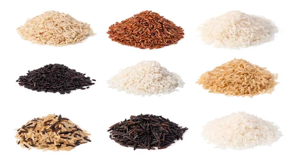 Conjunto de arroz aislado sobre un fondo blanco —  Fotos de Stock