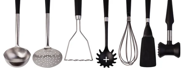 Conjunto de utensílios de cozinha de aço inoxidável — Fotografia de Stock