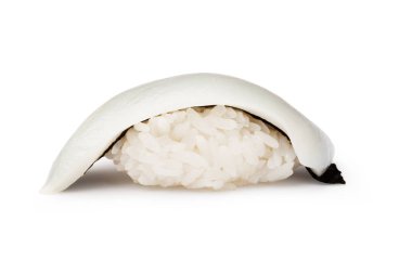 beyaz zemin üzerinde squid suşi closeup