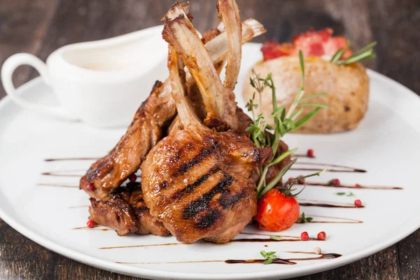 Lamb chop meal with potato — Stock Photo, Image