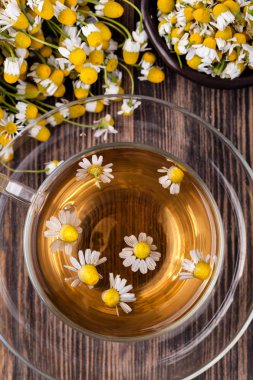 Tıbbi papatya çayı fincan