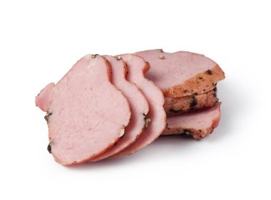 lezzetli jambon üzerine beyaz izole