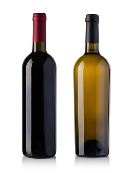 Rot- und Weißweinflasche — Stockfoto