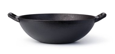 Beyaz arka plan üzerinde izole demir wok
