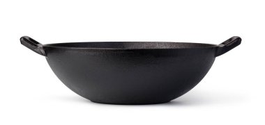 Beyaz arka plan üzerinde izole demir wok