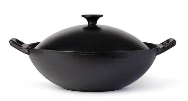 Ferro wok isolado no fundo branco — Fotografia de Stock