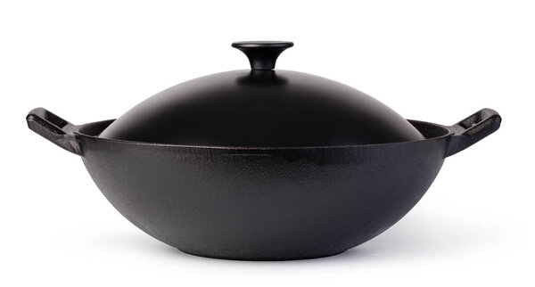 iron wok isolated on white background