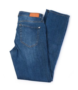 Mavi jeans beyaz arka plan üzerinde katlanmış