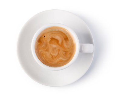 Beyaz arka planda bir fincan kahve.