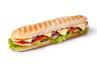 Sandviç beyaz arkaplanda izole edildi