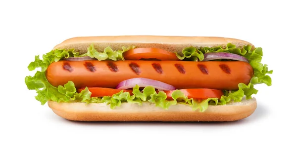 Hot Dog auf weißem Hintergrund — Stockfoto