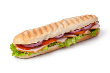 Sandviç beyaz arkaplanda izole edildi