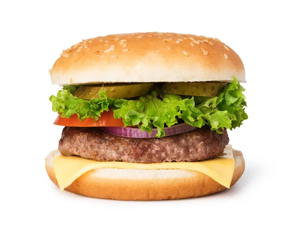 Burger na bílém pozadí — Stock fotografie