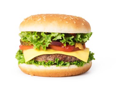 Beyaz arkaplanda hamburger