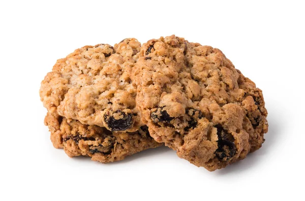 Beyaz arka planda yulaf ezmeli kurabiyeler — Stok fotoğraf