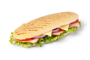 Sandviç beyaz arkaplanda izole edildi