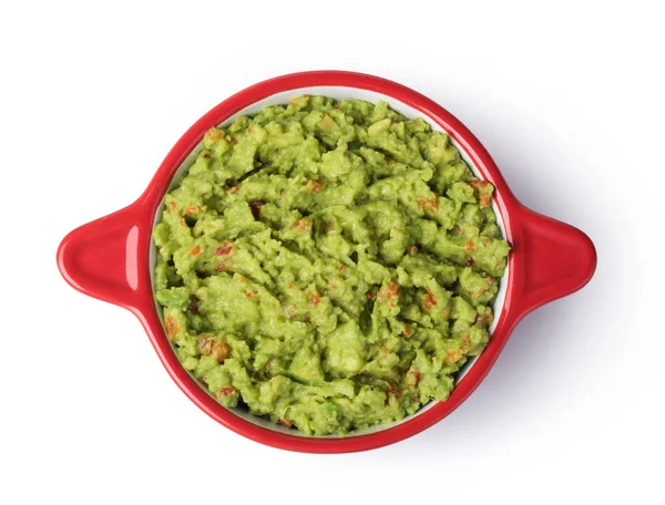 Guacamole egy tálba, egy fehér háttér — Stock Fotó