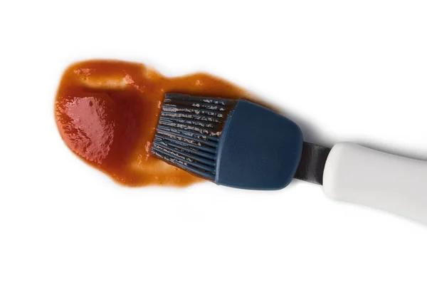Splashes, droplets and spilled chili sauce — Stock Photo, Image