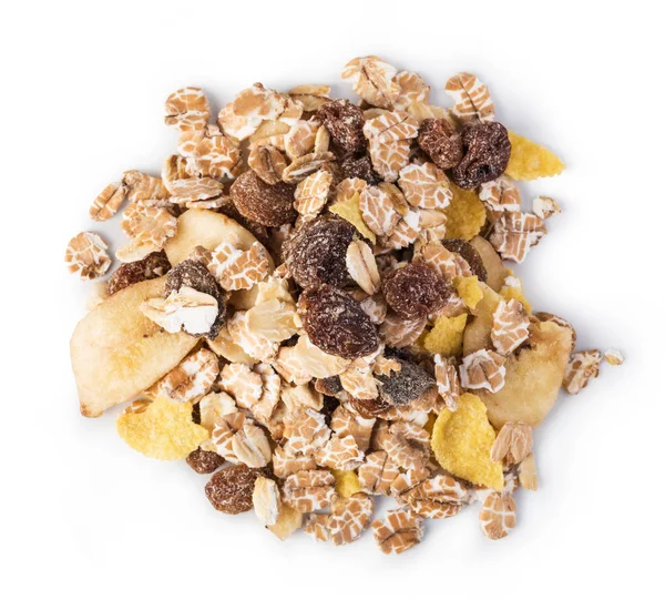 Muesli isolado no fundo branco — Fotografia de Stock