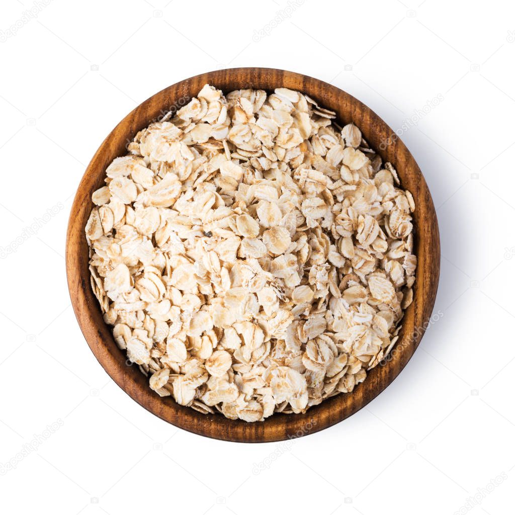 Oatmeal flakes isolated on white background