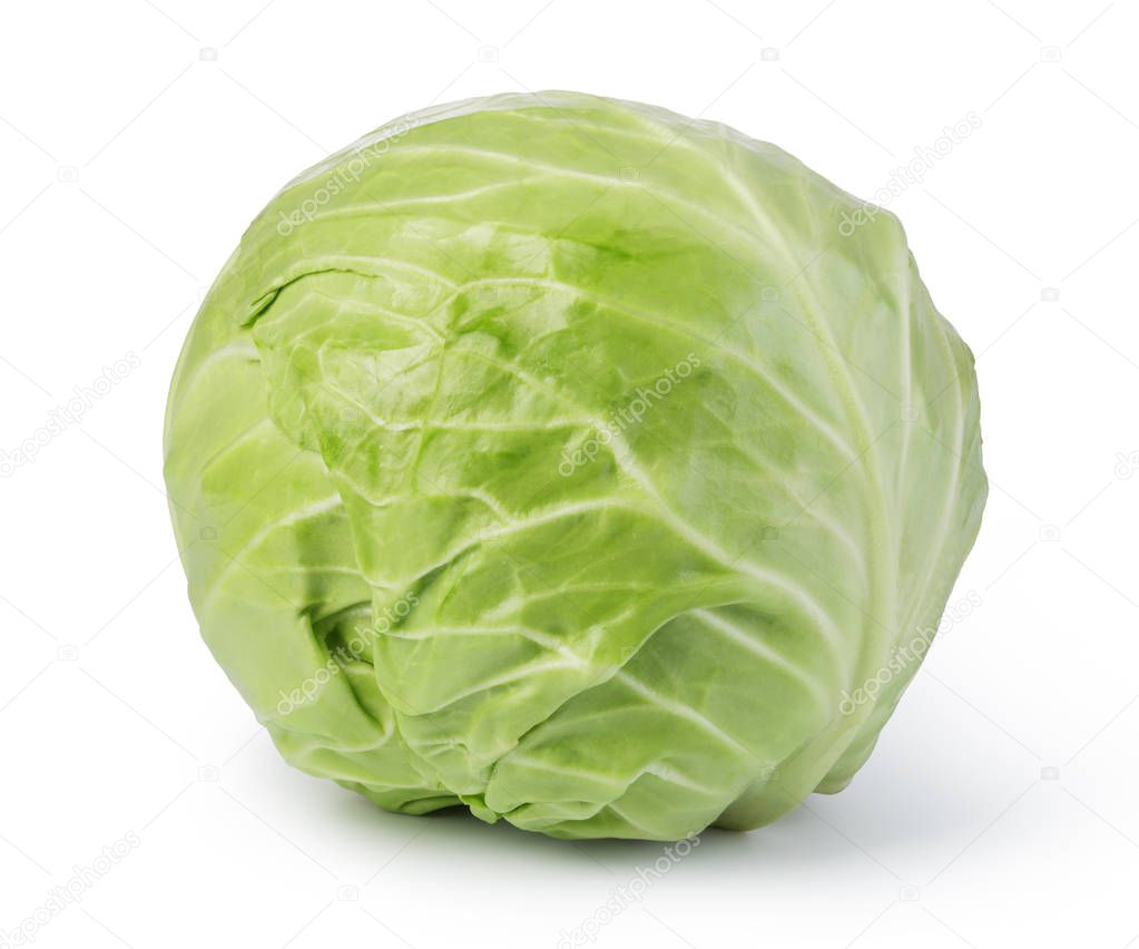 green cabbage isolated on white background