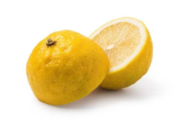 Fruta Limón Madura Aislada Sobre Fondo Blanco — Foto de Stock